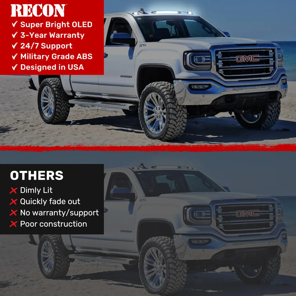 Gmc Chevy 15-19 3rd Gen Body Style Heavy-Duty 3-Piece Set Smoked Cab Roof Light Lens With 2-Way Forward Rear Facing White Ultra High-Power Leds - Plug-N-Play Installation Replaces OEM Installed Cab Roof Lights product image
