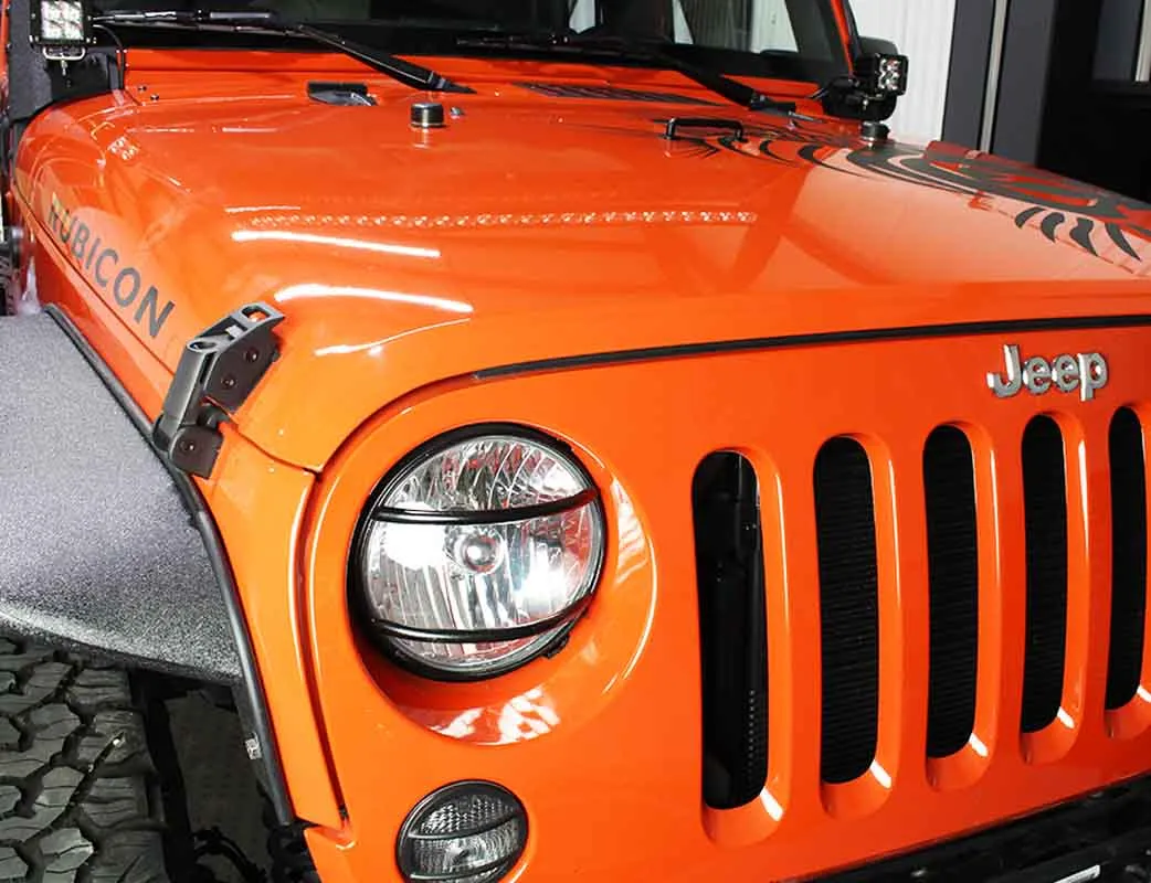 Jeep JK Euro Headlight Guards Pair 07-18 Wrangler JK Textured Black Kentrol product image