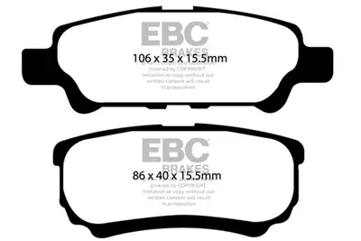 EBC Brakes 6000 Series Greenstuff Truck/SUV Brakes Disc Pads; FMSI Pad No. D1037; Solid; 262mm Dia.; 60mm Height; 10mm Thick; 80mm Center Hole Dia.; Pad Dimensions: 106 x 35 x 15.5mm;