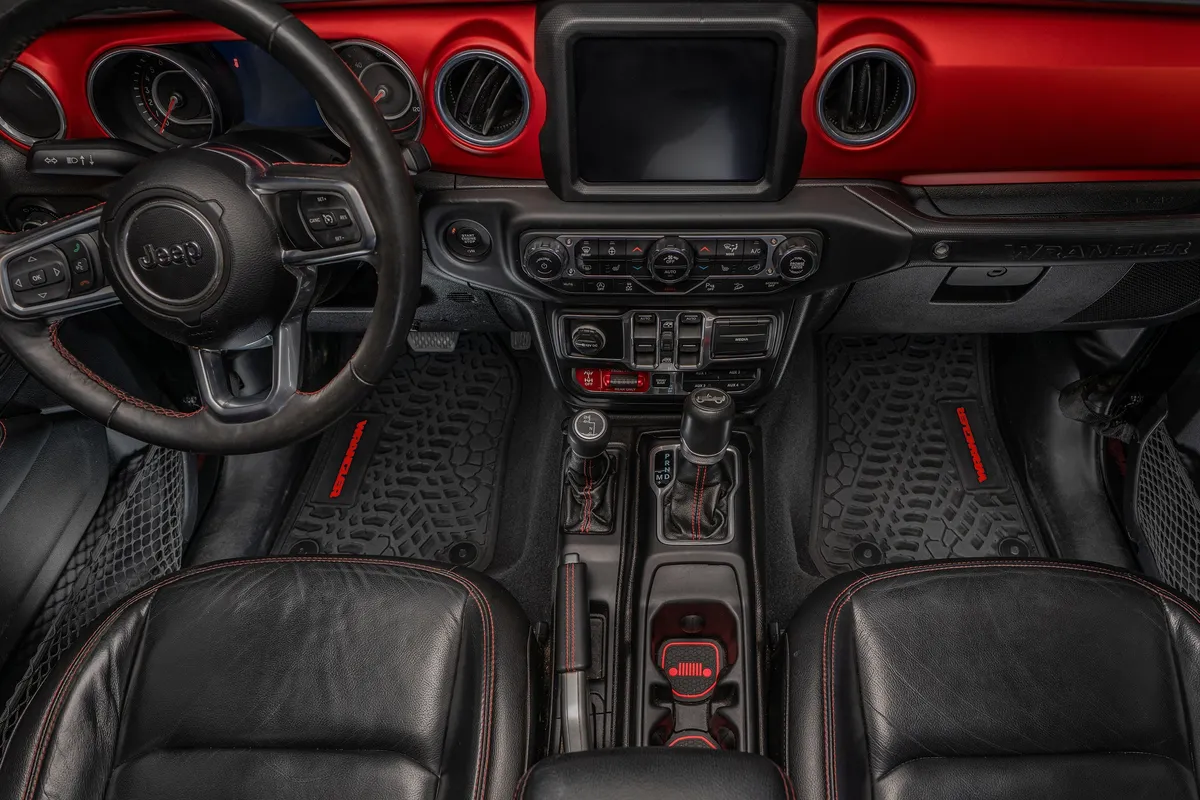 18-24 Jeep JLU 4 Dr Front and Rear -Tire Tread/Scorched Earth Scene w/ Wrangler Insert - Black w/ Red Insert product image