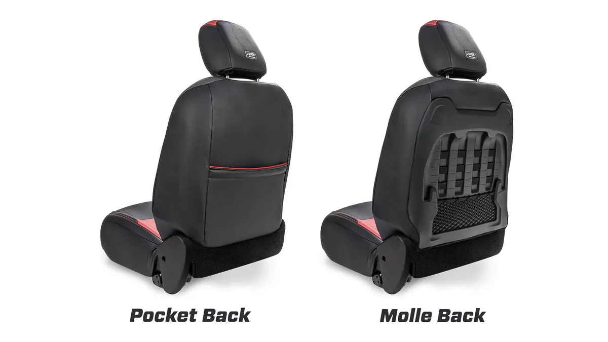 Front Seat Covers For 18-24 Jeep Wrangler JL 2 Door with Molle Back Pair Black and Gray PRP Seats product image