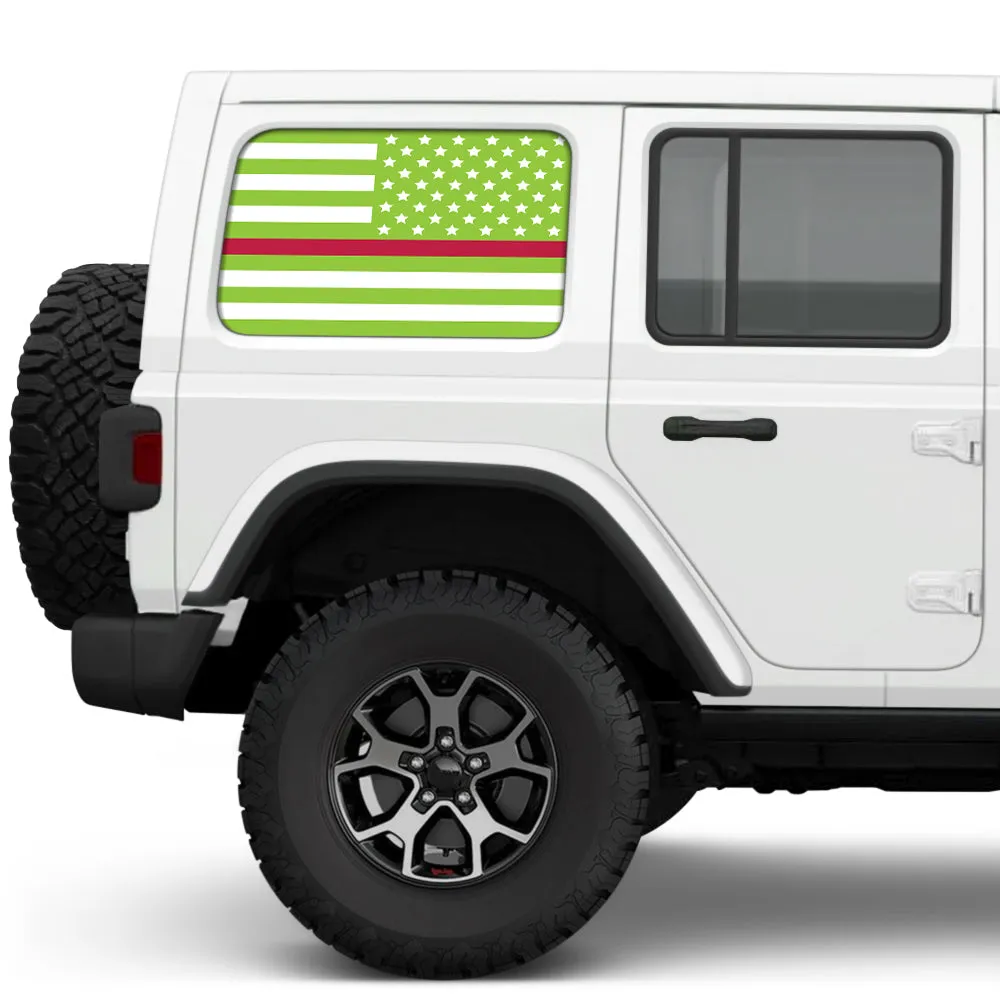 White & Green Thin Red Line Side Windows Printed Vinyl Decal product image