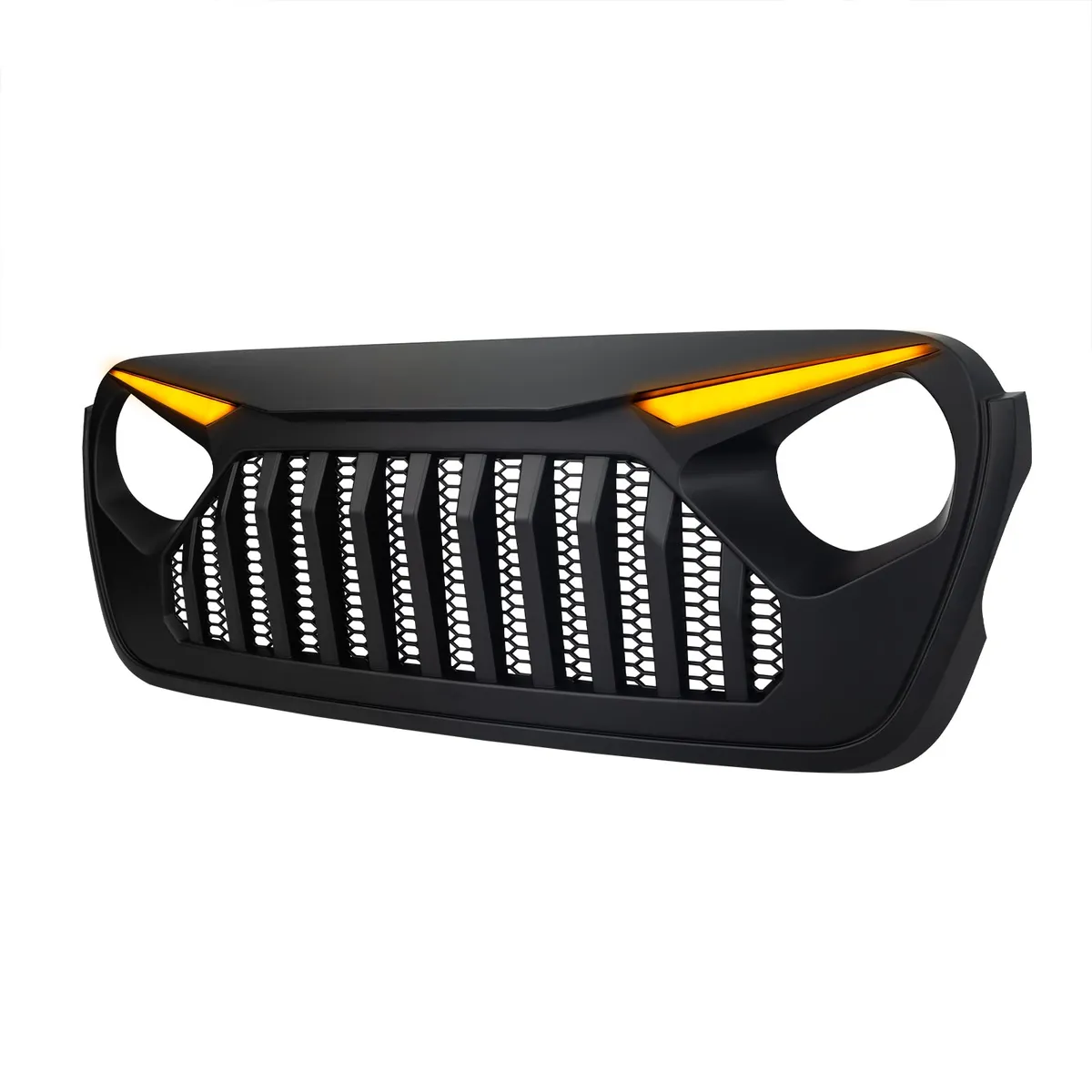 Gladiator Vader Grille W/ LED Eyebrow DRL and Turn Signals - Matte Black For 18+ Jeep Wrangler JL & Gladiator JT W/O Trailcam product image