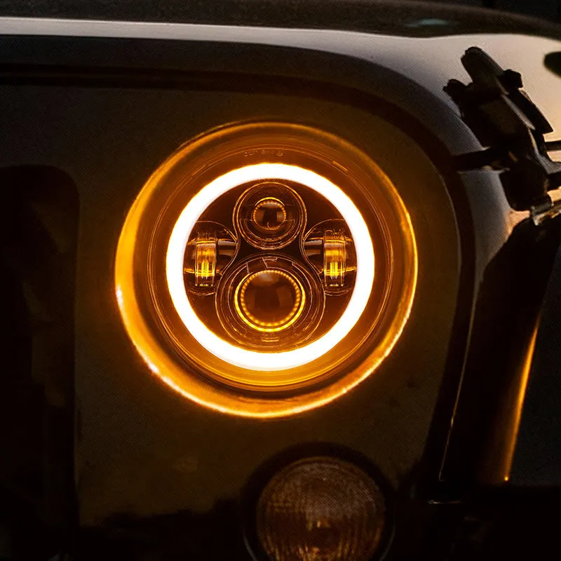 Best Seller Jeep Wrangler LED Headlights with Halo DRL & Turn Signals for 1997–2018 JK CJ TJ product image