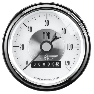 AutoMeter 33/8in Speedo 120 Mph Prog Wheel Prestige Pearl