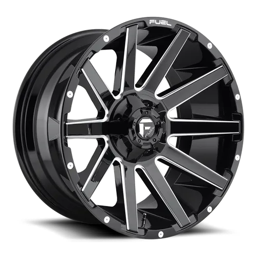 Aluminum Wheels 20X9 Contra D615 5 On 114.3/5 On 127 Gloss Black/Milled 78.1 Bore 1 Offset Multi Spoke Fuel Off Road Wheels product image