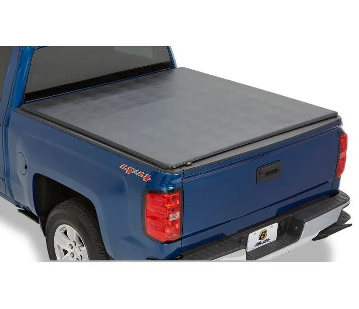 Soft Tri-Fold Tonneau Cover EZ-Fold For Nissan 2005-2024 Frontier 5.0 Foot Black Tailgate Spoiler Not Included Bestop product image