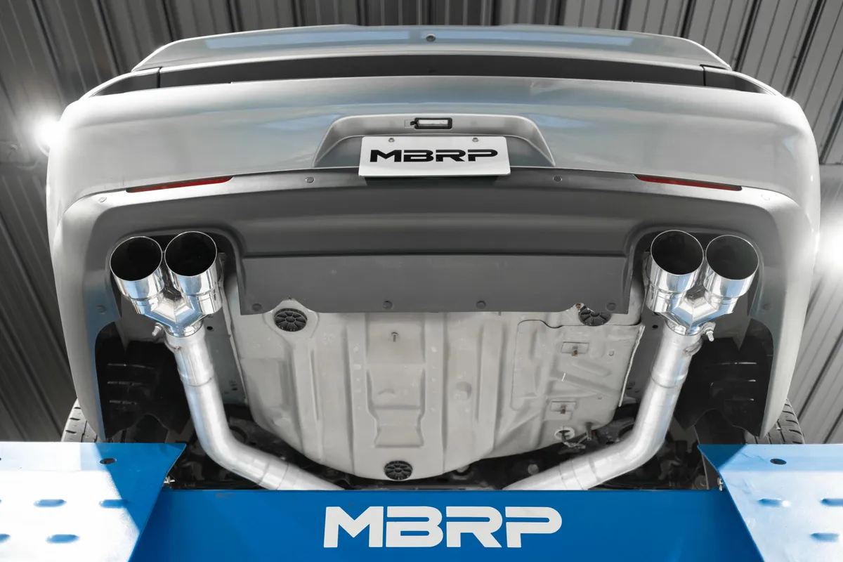 2015-2016 Dodge Challenger T304 Stainless Steel 3 Inch Dual Rear Cat-Back Quad Tips (Street Version) Exhaust System MBRP product image