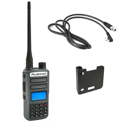 Rugged Radios Rugged Gmr2 Plus - Gmrs And Frs Two Way Handheld Radio With Mount And Intercom Cable