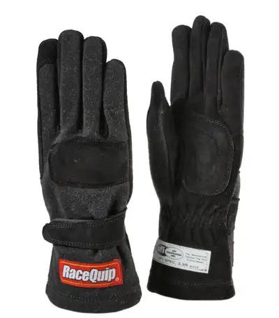 Racequip 355 Series 2 Layer Nomex Race Gloves Sfi 3.3/ 5 Certified; Black Youth / jr Small