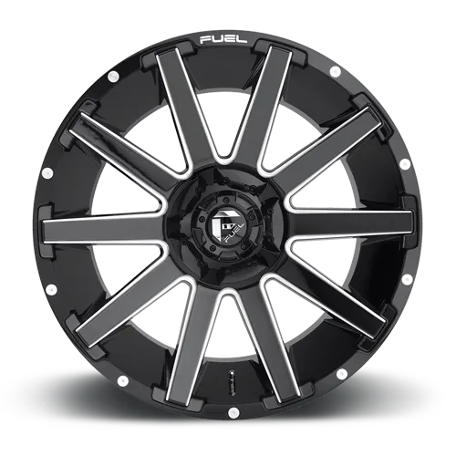 Aluminum Wheels 20X9 Contra D615 5 On 114.3/5 On 127 Gloss Black/Milled 78.1 Bore 1 Offset Multi Spoke Fuel Off Road Wheels product image