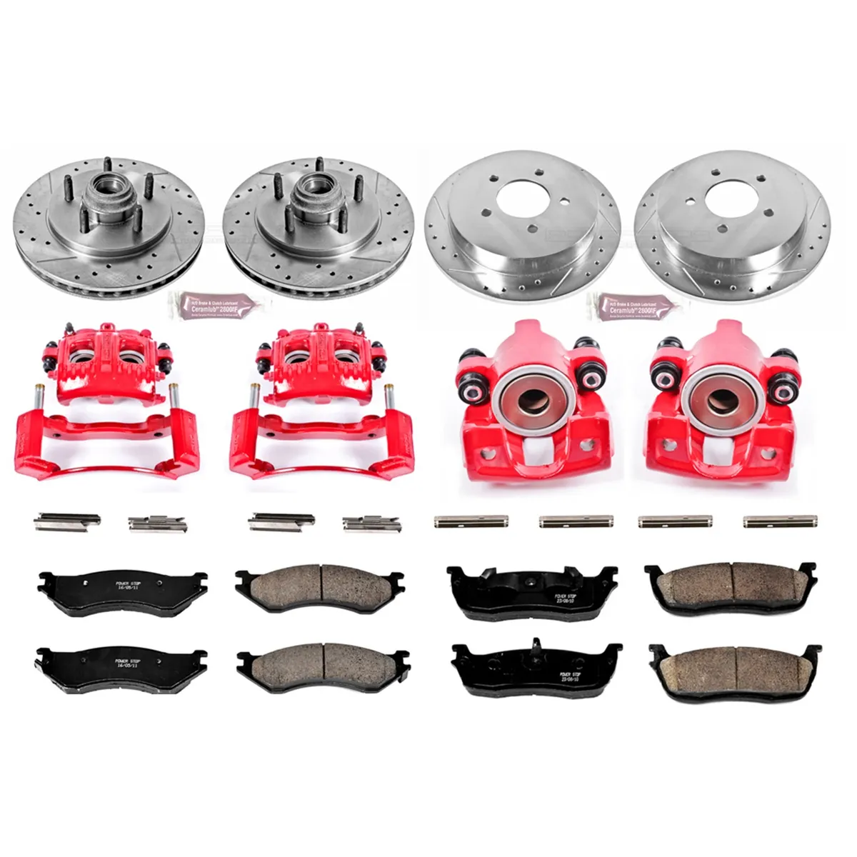 Z23 Evolution Sport Upgrade Kit: Drilled/Slotted Rotors; Carbon-Fiber Ceramic Pads; Powder Coated Calipers product image