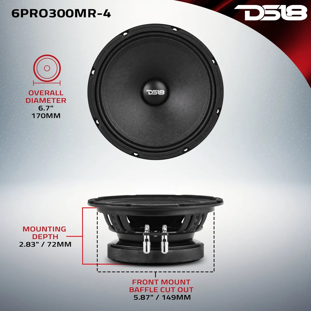 PRO 6.5” High Sensitivity Professional Mid-Range Loudspeaker 150 Watts Rms 4-Ohm product image