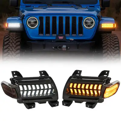 LED Factory Mart LED Turn Signal Lights with DRL & Side Marker for 2018-2025 Jeep Wrangler JL Sport Jeep Willys Sport