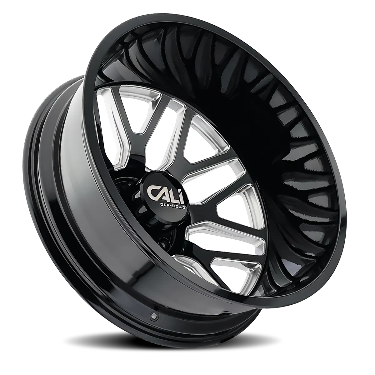 Dually Wheels Invader Dually 9115D GB-M 22x8.25 Milled Spokes Gloss Black 8 On 165.1 Bolt Pattern -232 Offset Cali Offroad Wheels product image