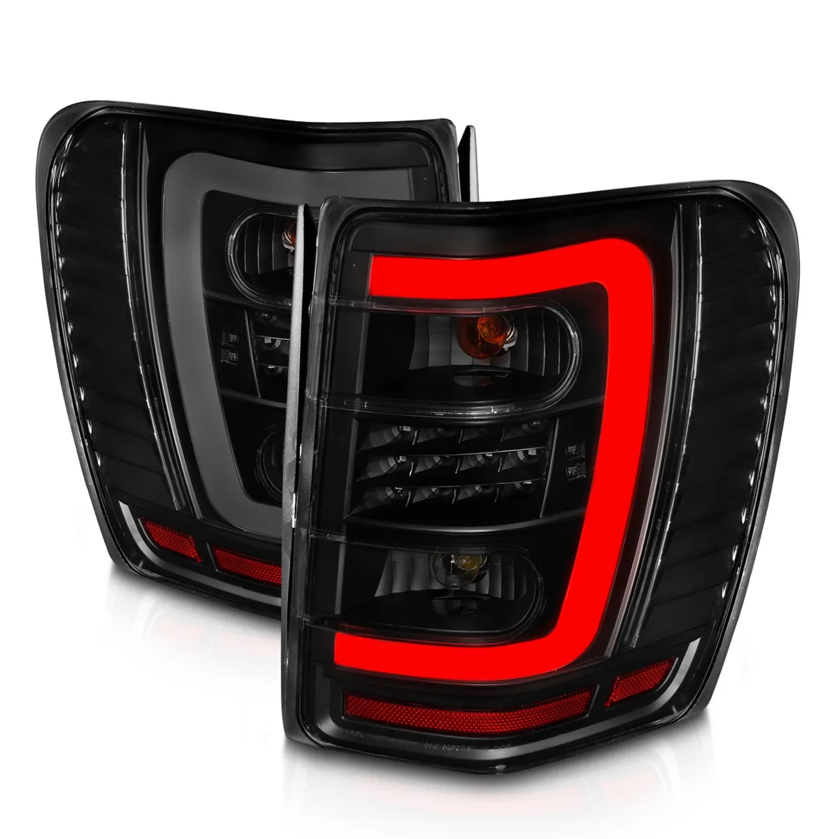 LED Tail Lights w Light Bar Black Housing Smoke Lens Jeep Grand Cherokee 1999-2004 product image