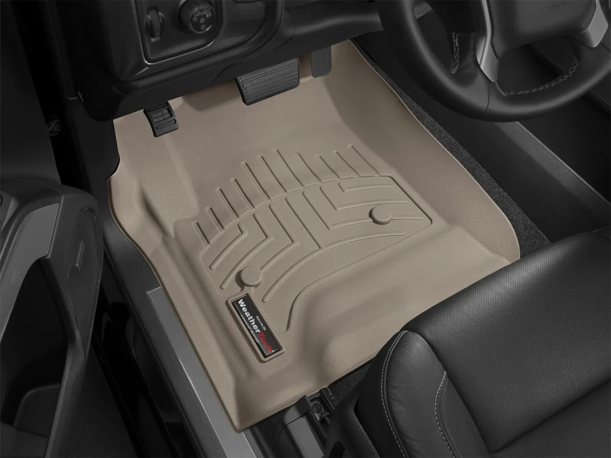 Tan Front FloorLiner Chevrolet Silverado 1500 2014 + Fits Crew Cab and Double Cab; does not fit models with floor-mounted 4x4 shifter product image