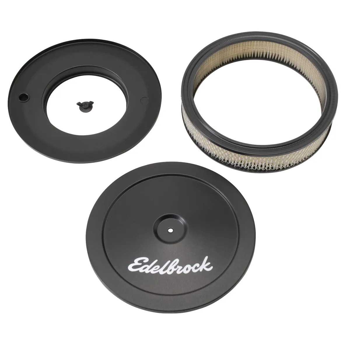 Edelbrock 1203 Pro-Flo Black 10 Round Air Cleaner with 2 Paper Element product image