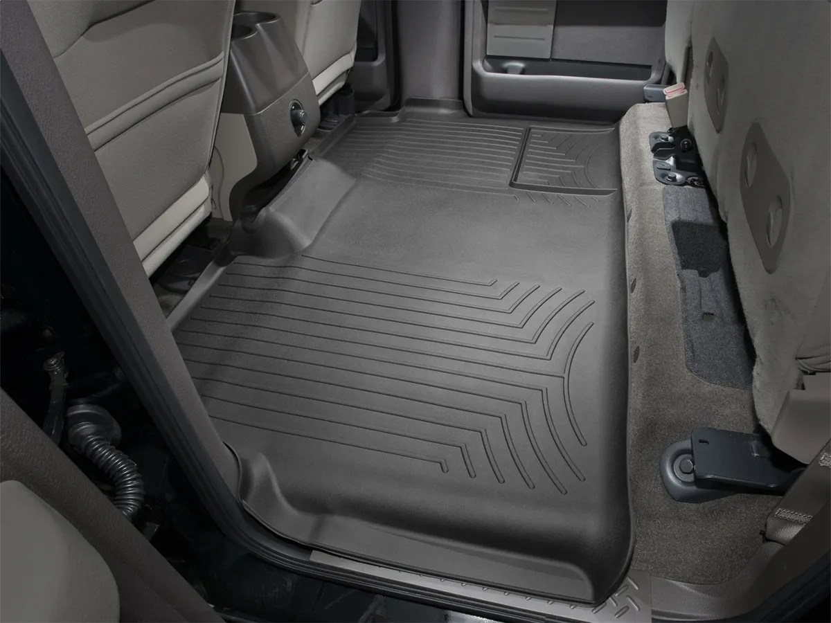 2009 + Ford F150 Super Crew Black Rear Floorliner Has Labeled Trims For Bench Seat And Subwoofer product image