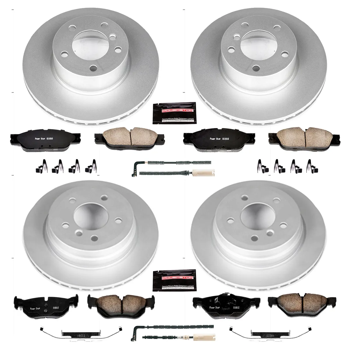 Z23 Sport Geomet Coated Rotor Kit For European Vehicles: Genuine Geomet Fully Coated Rotors; Carbon-Fiber Ceramic Pads W/Hardware; Pad Sensors product image