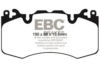 EBC Brakes Truck/SUV Extra Duty Brake Pads; FMSI Pad No. D1426; Vented; 380mm Dia.; 62mm Height; 34mm Thick; 79mm Center Hole Dia.; Pad Dimensions: 190 x 96 x 15.5mm;