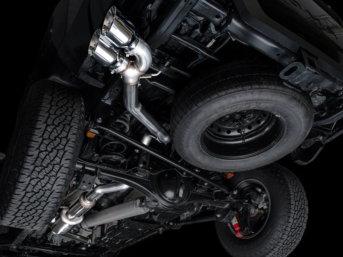 AWE 0FG Exhaust for 4th Gen Toyota Tacoma - Dual Chrome Silver Tips product image