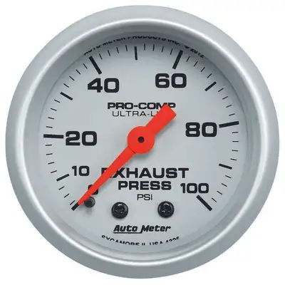 AutoMeter Gauge, Exhaust Press, 2 1/16", 100psi, Mechanical, Ultra-Lite