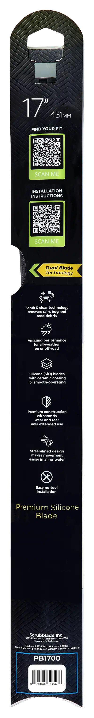 Scrubblade Scrubblade - 17 430mm Black Edition Silicone Wiper Blade - PB1700