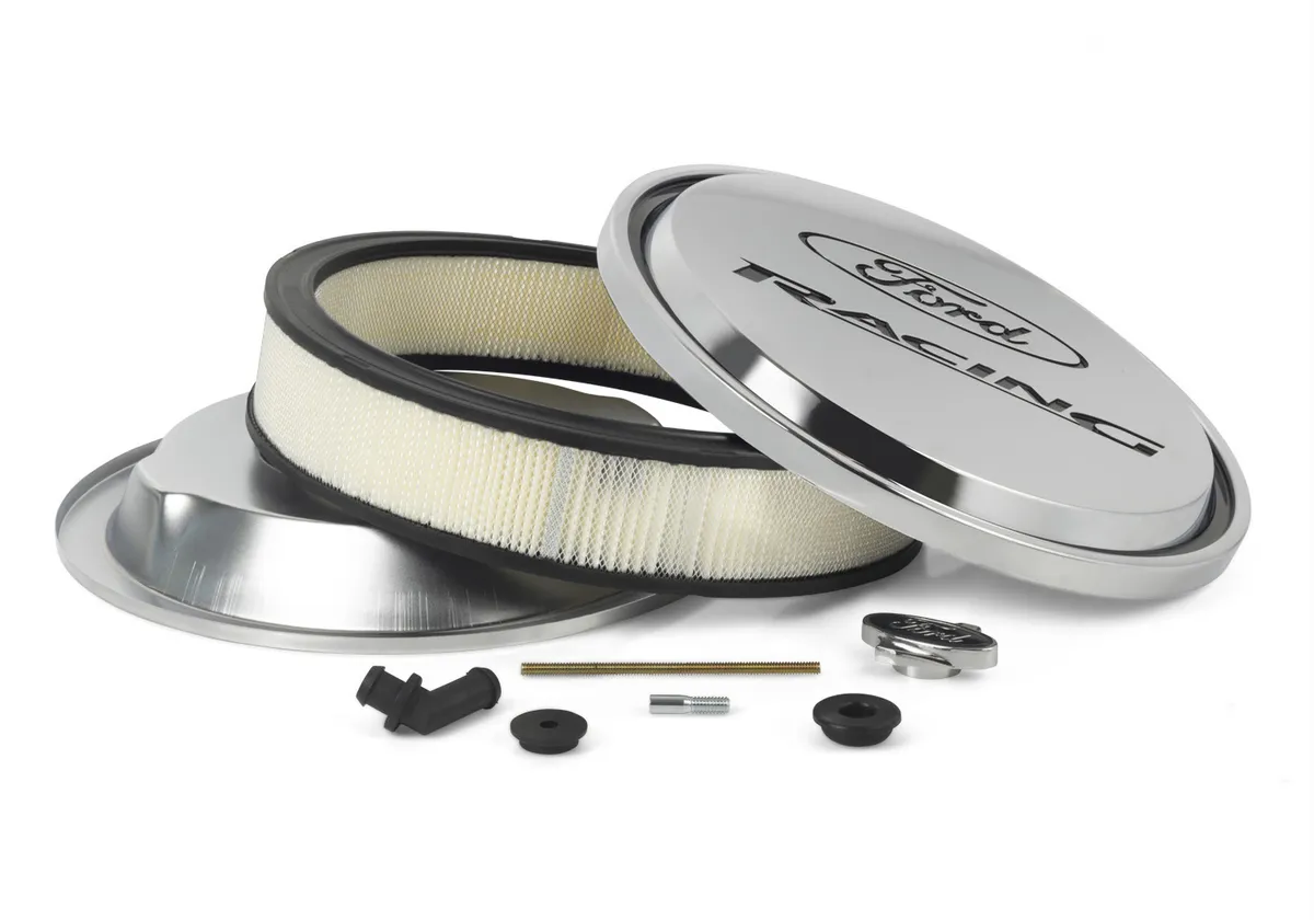 Slant-Edge Alunimum Air Cleaner Kit Chrome Recessed Painted Emblems 13 Inch Ford Racing product image