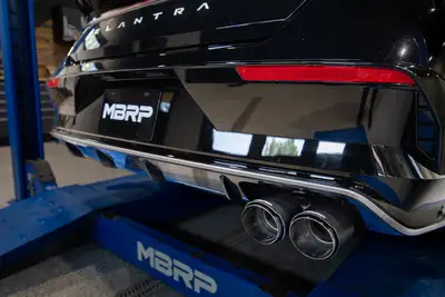 MBRP Exhaust 2021-2024Hyundai Elantra N-Line 1.6L Turbo T304 Stainless Steel 3 Axle-Back Single Rear Exit with Dual Outlet Carbon Fiber Tip