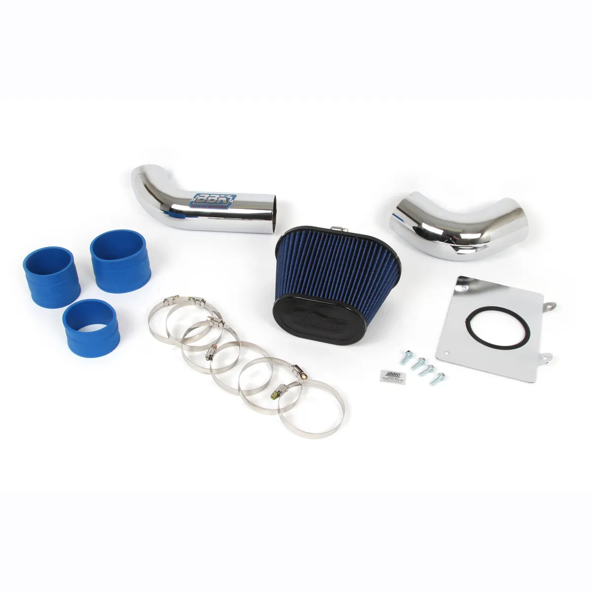 Ford Mustang 5.0 Cold Air Intake Kit Fender well Style Powder Coated Chrome 86-93 product image