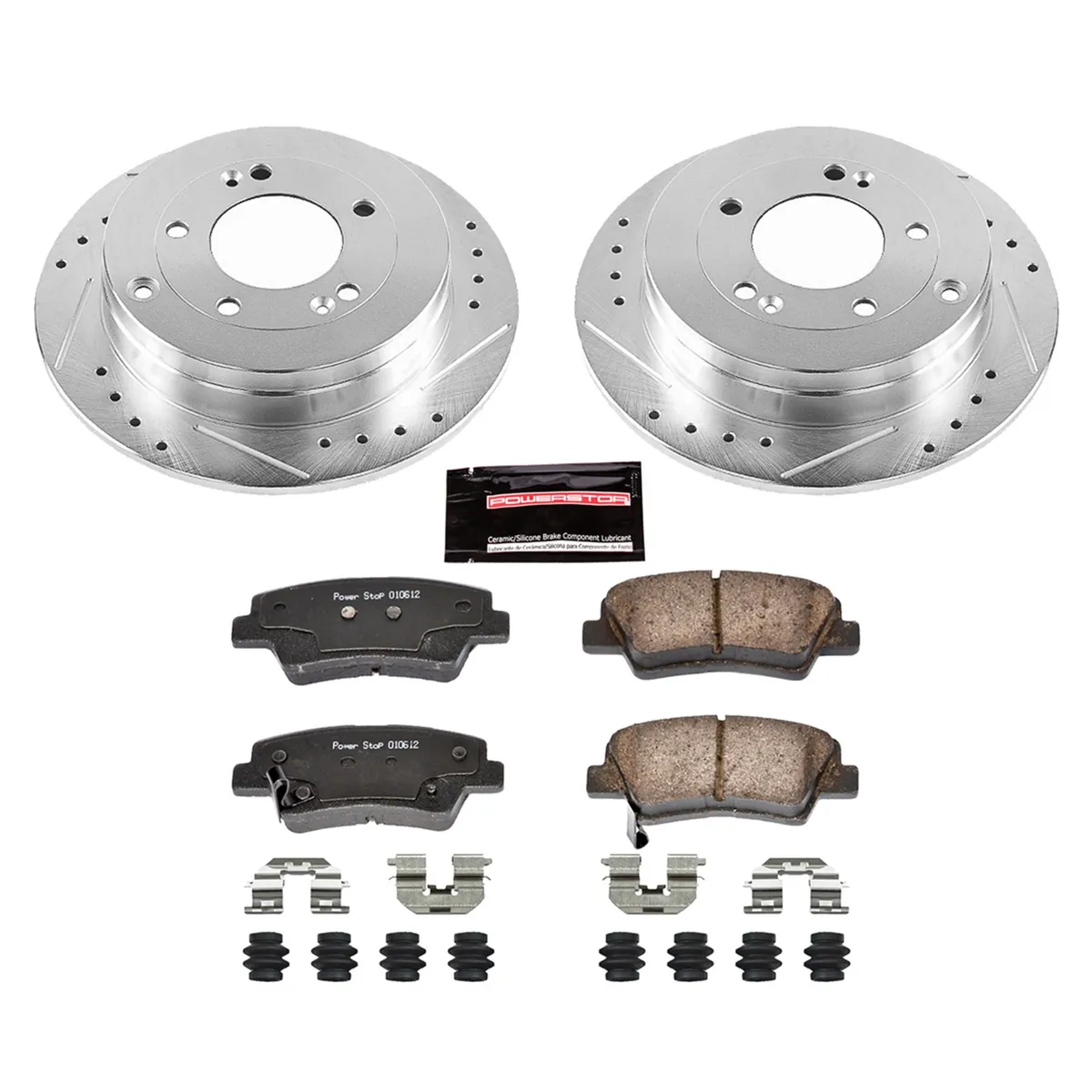Z23 Evolution Sport Upgrade Kit: Drilled/Slotted Rotors; Carbon-Fiber Ceramic Pads W/Hardware product image