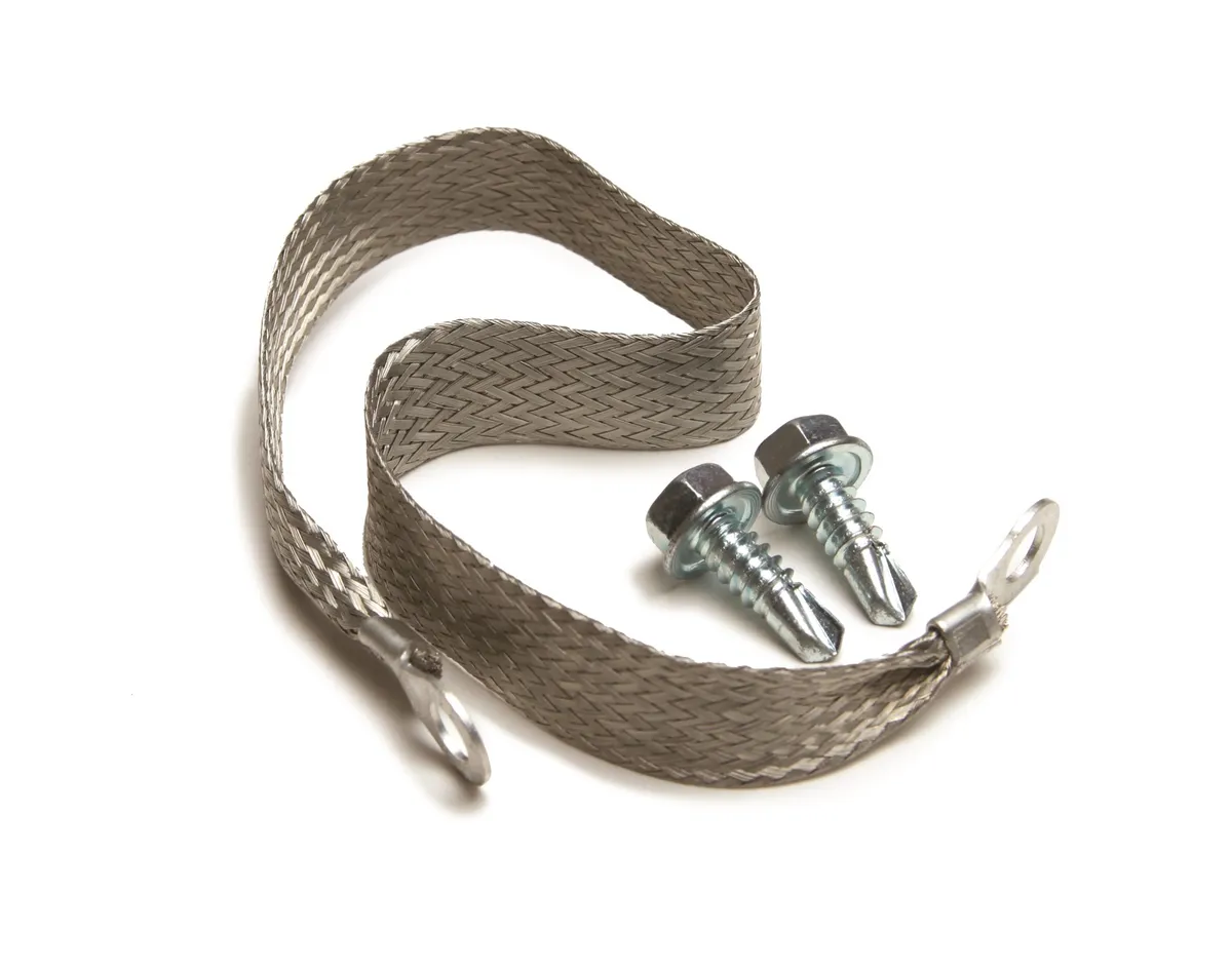 Single 10 Gauge Ground Strap Kit; Incl. 11 in. Ground Strap; Self Tapping Screws For Mounting; product image
