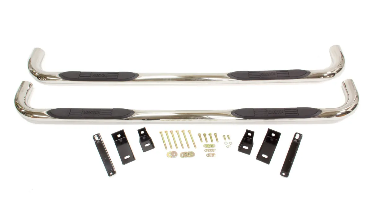 Westin E-Series 3 Nerf Step Bars Stainless Steel SilveradoSierra 1500 Crew Cab 1999-2013 1500HD Crew Cab 2001-2006 253500HD Crew Cab 2001-2014