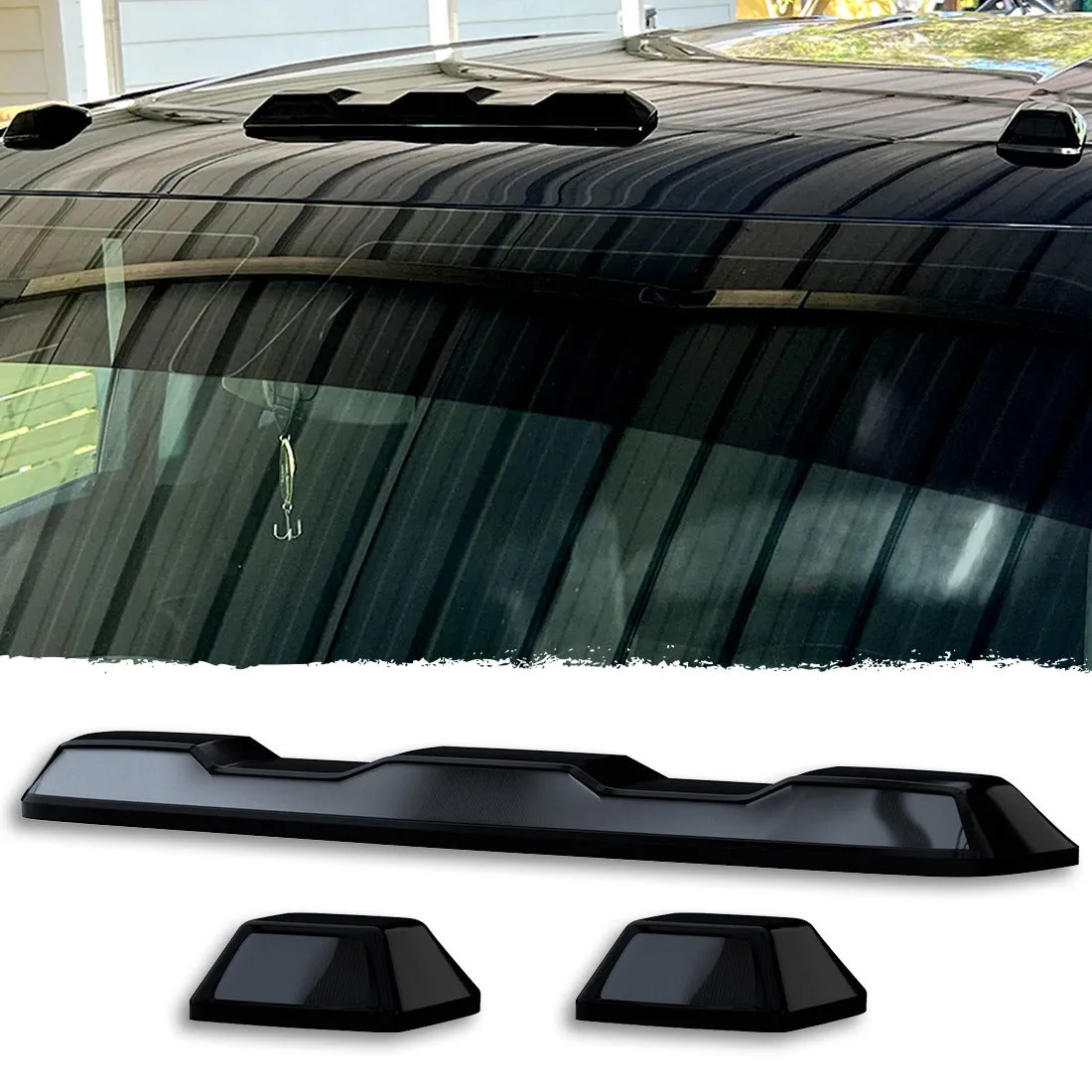 Gmc Chevy 20-23 4th Gen Body Style Heavy-Duty 3-Piece Set Amber Cab Roof Light Lens With 2-Way Forward Rear Facing Amber Ultra High-Power Leds - Includes Complete Wiring Kit For Installation on Truck That Did Not Come With OEM Installed Cab Roof product image