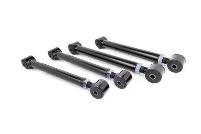 Rough Country Front Adjustable Control Arms, Kit Contents: (2) Upper adjustable control arms, (2) Lower adjustable control arms (4) Flex joints, and hardware