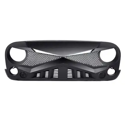 AMERICAN MODIFIED Hawke Grille W/ DRL Turn Signal Lights - Matte Black For 07-18 Jeep Wrangler JK