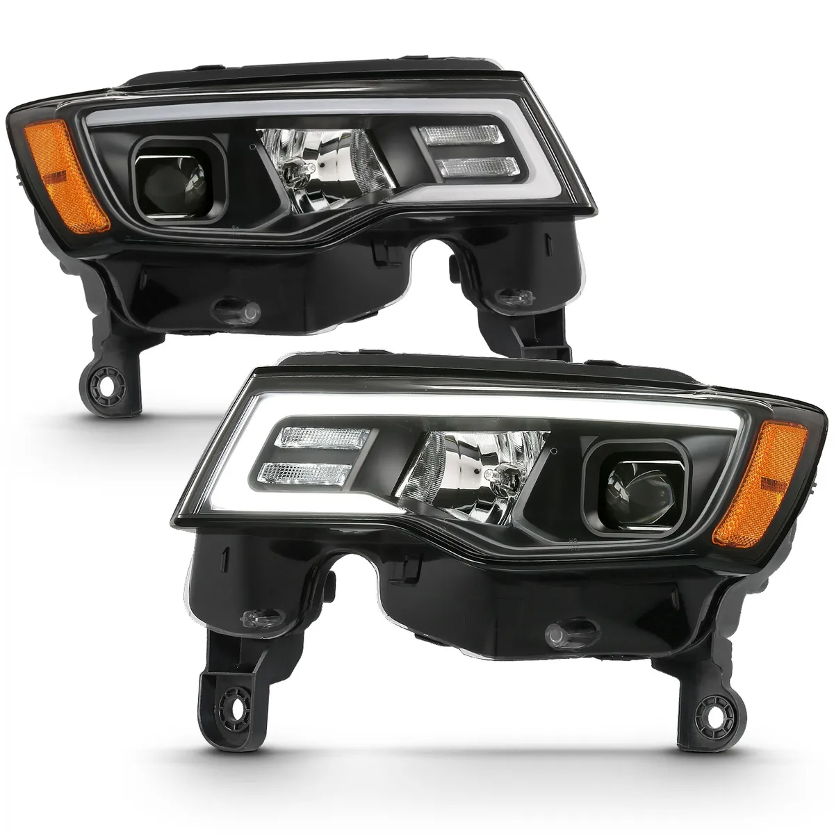 Jeep Grand Cherokee 17-22 Projector Switchback LED Plank Style Headlights Black (Not For HID Models) product image