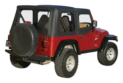 Crown Automotive Jeep Replacement 1997-2006 Wrangler TJ w/ Half Steel Doors; Black Diamond; Includes frames soft upper doors & hardware