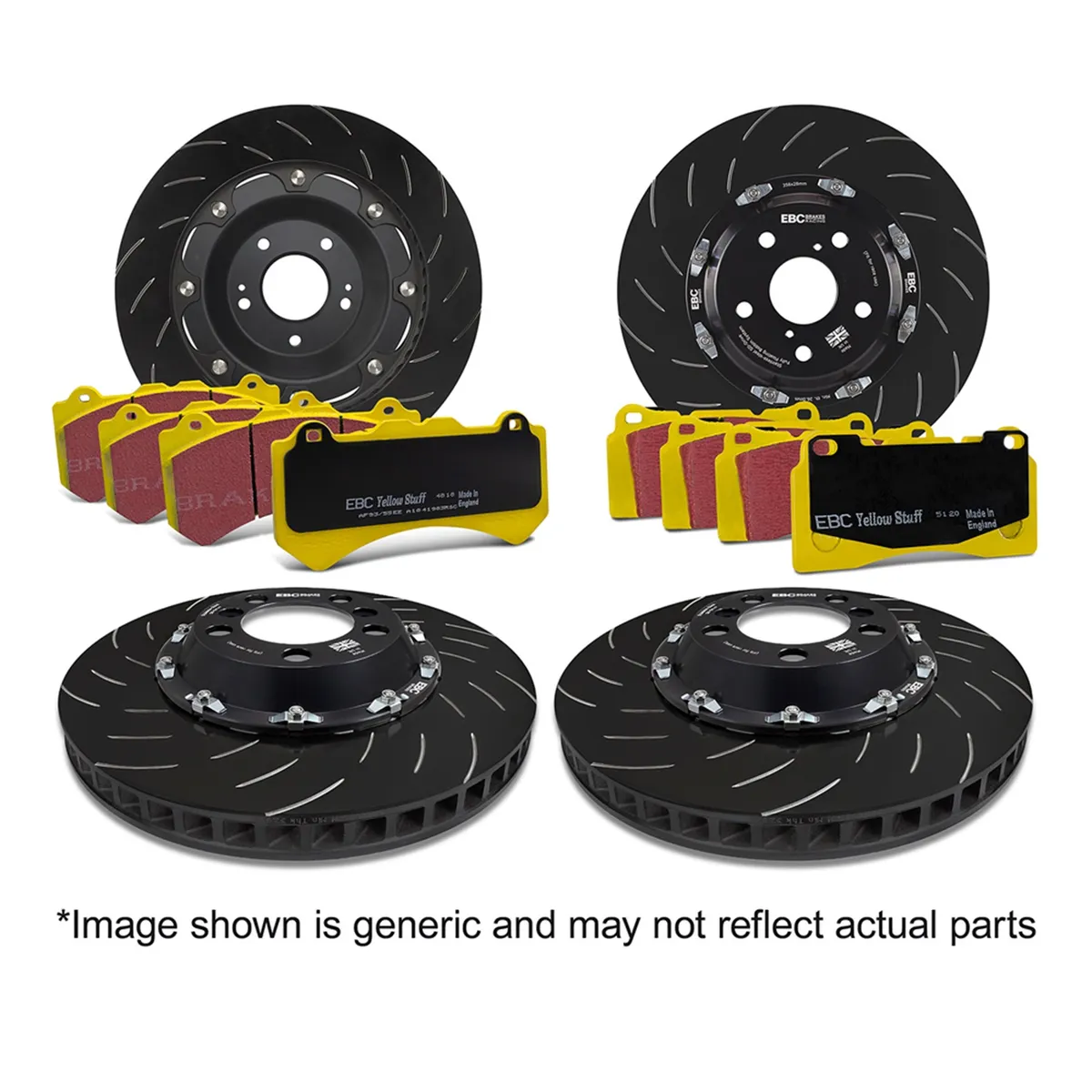 EBC Yellowstuff Full Vehicle Kit; Front and Rear; FMSI Pad No. D1382/D1383; Vented; 5/5 Bolt Front/Rear; 390/380mm Dia.; 49/62mm Height; 33/30mm Thick; product image