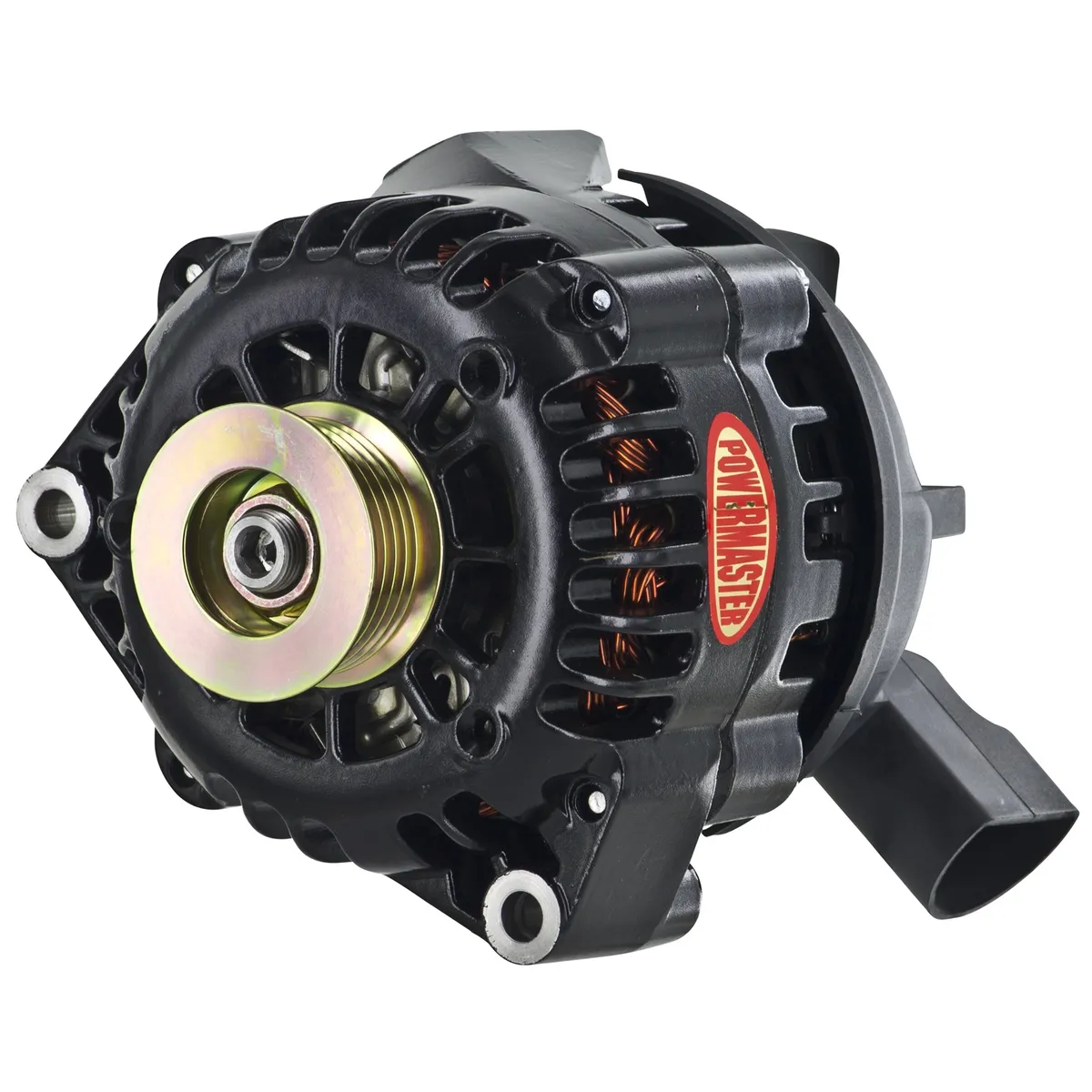 Power Master Alternator; CS130D; Rear Post; 165 Amp; 100 Idle; w/6 Groove Pulley; PLIS Voltage Regulator; Black;