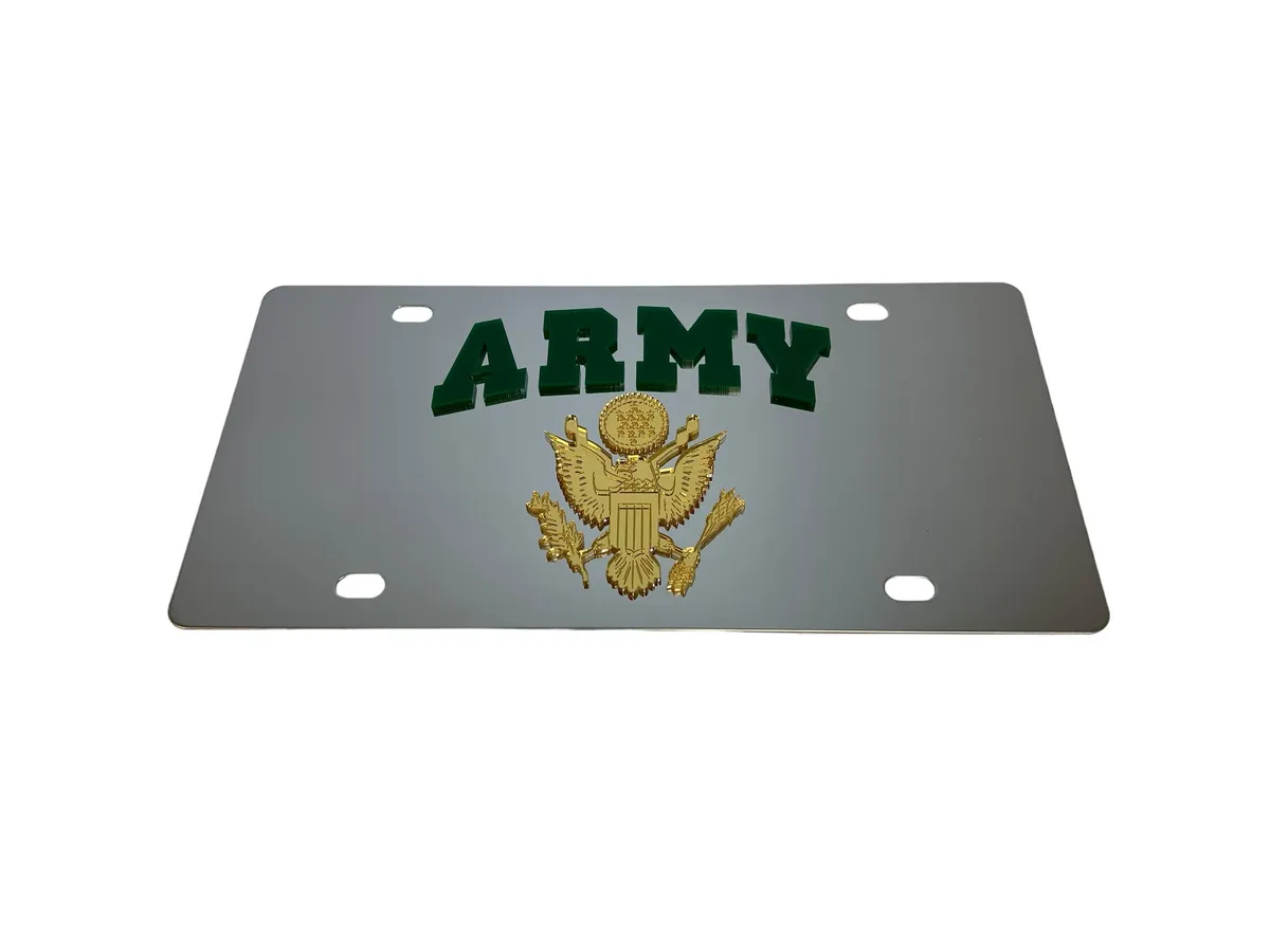 Gold Army Logo With Green Arched Letters Army on a Stainless Steel Plate product image