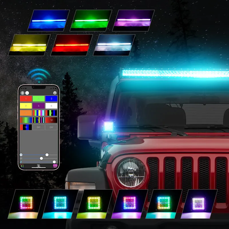 "52"" Rgbw LED Light Bar & 2 RGB Pods & All Brackets For Jeep Wrangler JL Jlu And Gladiator Jt" product image