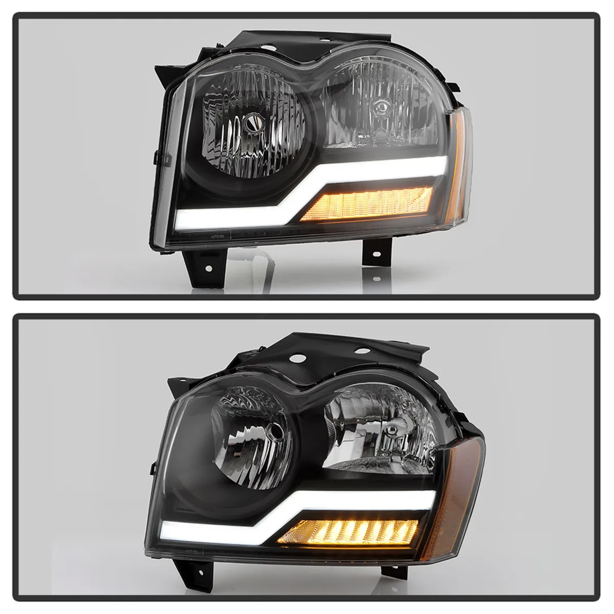 0507 Grand Cherokee Headlights With LED Light Bar Black product image