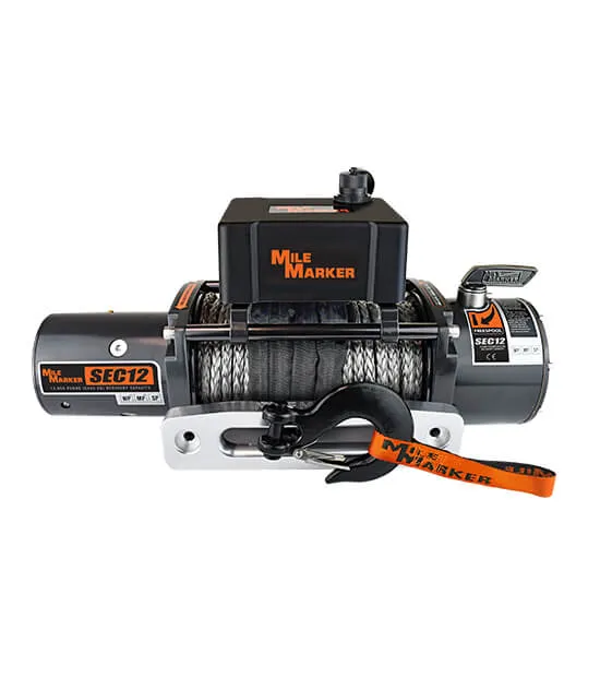 12000 LB Winch w/ 92 Foot Synthetic Rope 4.9 HP Series Wound Motor SEC12 Winch ES Premium Mile Marker product image