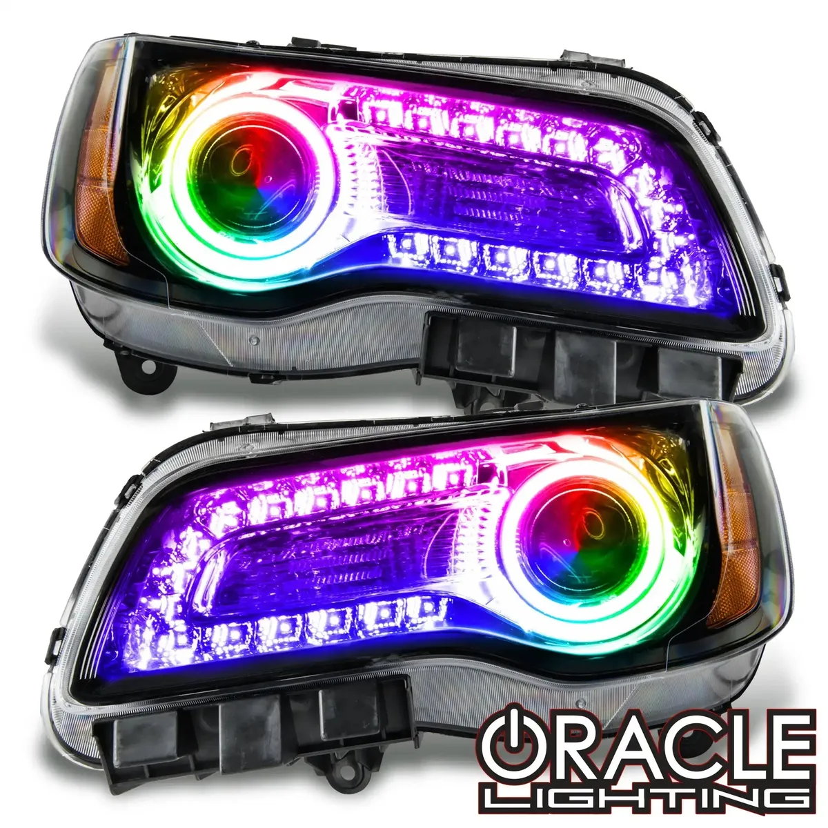 Oracle Lighting Oracle Lighting 2011-2014 Chrysler 300c Non-Hid Pre-Assembled LED Halo Headlights Wcolorshift DRL - Black Housing