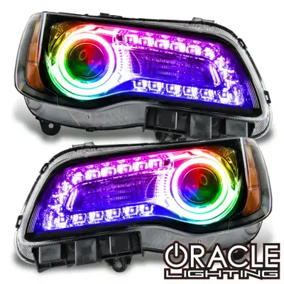 Oracle Lighting Oracle Lighting 2011-2014 Chrysler 300c Non-Hid Pre-Assembled LED Halo Headlights Wcolorshift DRL - Black Housing