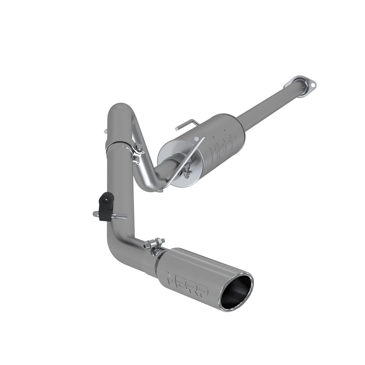 Armor Plus Cat Back Exhaust System; 2.5 in.; Incl. Extension Pipe/Muffler/Over Axle Pipe/Tailpipe/Hardware/3.5 in. OD Tips; Single Side Exit; T409 Stainless Steel; product image