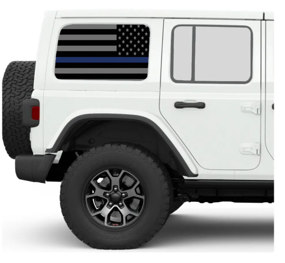 Thin Blue Line Side Windows Printed Vinyl Decal product image