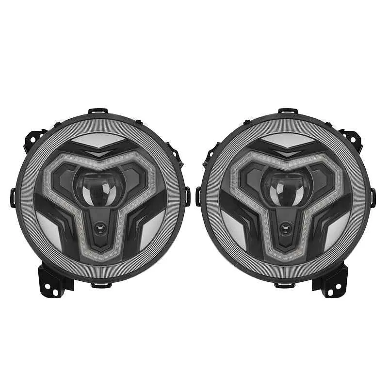 Warrior Style 9 Inch LED Headlights With Halo DRL & Turn Signals For 2018-Later Jeep Wrangler JL & Gladiator JT product image